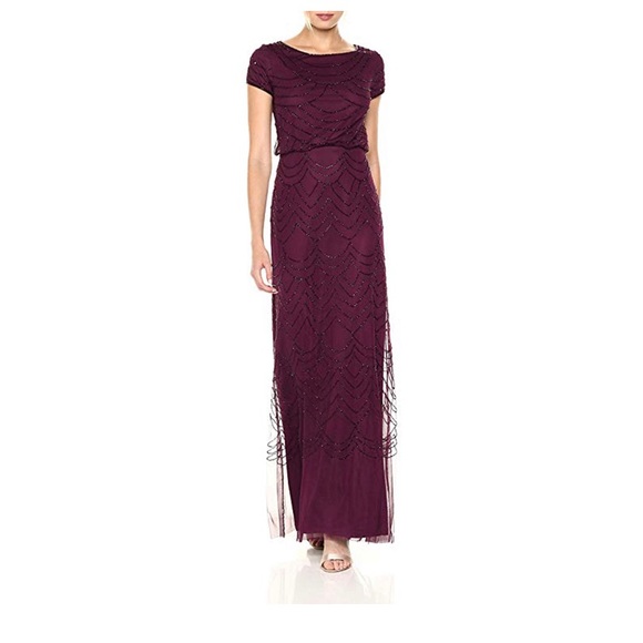 Adrianna Papell Dresses & Skirts - Adrianna Papell Short Sleeve Blouson Beaded Gown